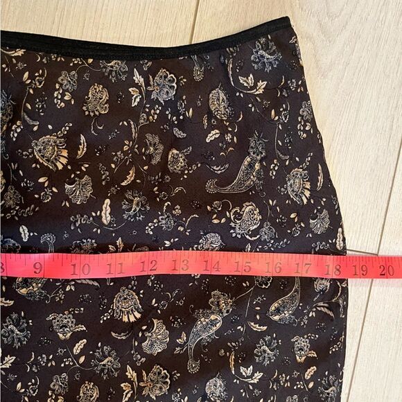 Vintage 90s brown paisley skirt lettuce hem ruffled - Picture 12 of 13